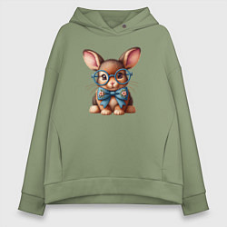 Женское худи оверсайз Кролик мальчик в очках