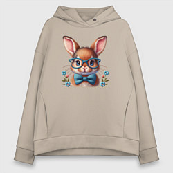 Женское худи оверсайз Кролик мальчик в очках