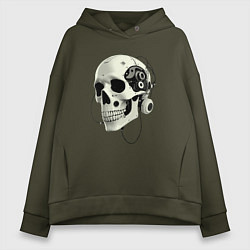 Женское худи оверсайз Кибернетический череп с проводами