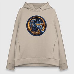 Женское худи оверсайз Космонавт внутри луны