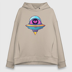 Женское худи оверсайз Инопланетная тарелка с сердечком