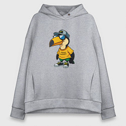 Толстовка оверсайз женская Тукан в кроссовках, цвет: меланж