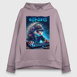 Женское худи оверсайз Дикобраз командный игрок - неоновое свечение