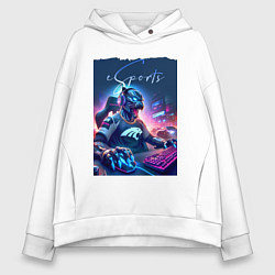 Женское худи оверсайз Cyber panther is esports player - neon glow