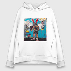 Женское худи оверсайз Граффити с зайцем боксером