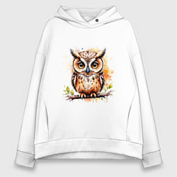 Женское худи оверсайз Акварельная сова