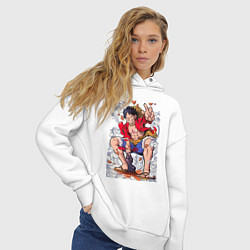 Толстовка оверсайз женская One piece Луффи, цвет: белый — фото 2