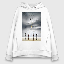 Женское худи оверсайз Люди с зонтиками