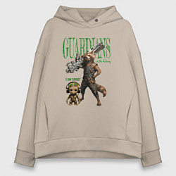 Женское худи оверсайз Малыш грут и енот ракета из стражи галактики