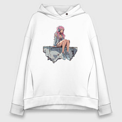 Женское худи оверсайз Девушка в постапокалипсис