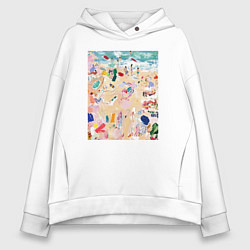 Женское худи оверсайз Абстрактная картина пляжа