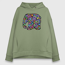 Женское худи оверсайз Цветной слоник