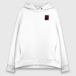 Женское худи оверсайз Орёл с шрамом на фоне багрового неба