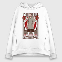 Толстовка оверсайз женская Русский кулачный боец, цвет: белый
