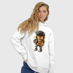 Толстовка оверсайз женская Обезьянка скейтер, цвет: белый — фото 2