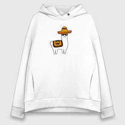 Женское худи оверсайз Лама в Сомбреро мексиканская