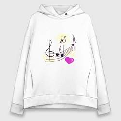Женское худи оверсайз Музыка это моя любовь на светлом фоне
