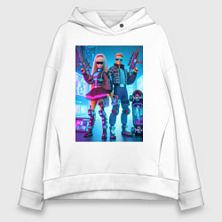 Женское худи оверсайз Ken and Barbie - cyberpunk ai art