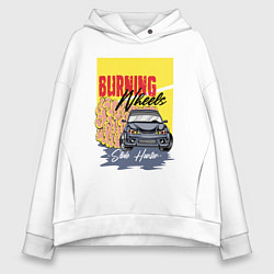 Толстовка оверсайз женская Burning wheels, цвет: белый
