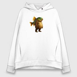 Толстовка оверсайз женская Трипи тропи рыба, цвет: белый