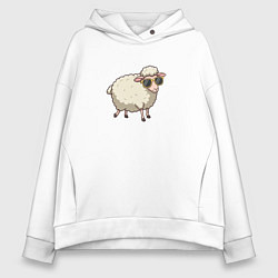 Женское худи оверсайз Забавная овечка в солнечных очках