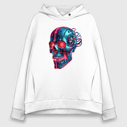 Женское худи оверсайз Metal cyber skull - ai art