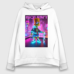 Толстовка оверсайз женская Neon Bart - with skateboard ai art fantasy, цвет: белый