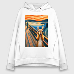 Женское худи оверсайз Белка кричит - мем нейросеть