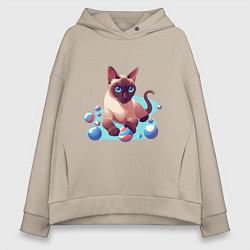 Женское худи оверсайз Синеглазый кот