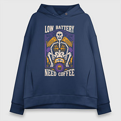 Женское худи оверсайз Low battery need coffee