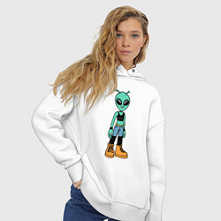 Толстовка оверсайз женская Девочка инопланетянин, цвет: белый — фото 2