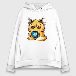 Женское худи оверсайз Уставший невыспавшийся кот