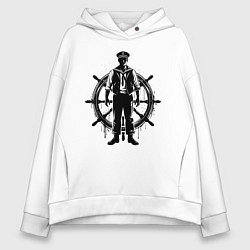 Женское худи оверсайз Капитан и штурвал граффити