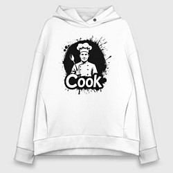 Женское худи оверсайз Шеф-повар с ложкой черной краской