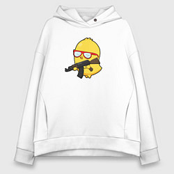 Женское худи оверсайз Цыпленок и автомат