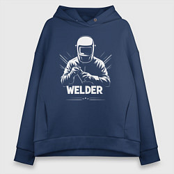 Женское худи оверсайз Сварщик в маске и перчатках