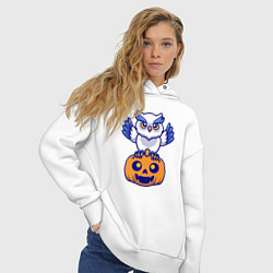 Толстовка оверсайз женская Halloween owl, цвет: белый — фото 2