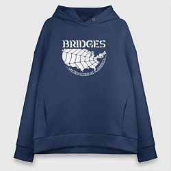Толстовка оверсайз женская Bridges logo, цвет: тёмно-синий