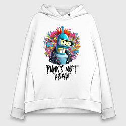 Женское худи оверсайз Бендер с красным хайером - панк жив