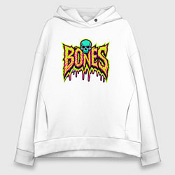 Толстовка оверсайз женская Bones стекающая краска, цвет: белый