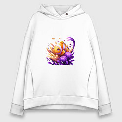 Женское худи оверсайз Рыбка клоун среди водорослей