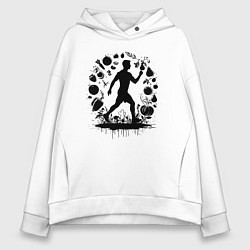 Толстовка оверсайз женская Бег и здоровое питание, цвет: белый