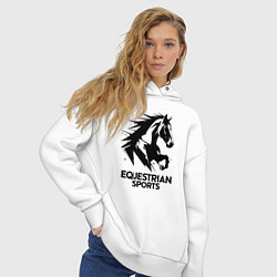 Толстовка оверсайз женская Конный спорт динамичный скакун, цвет: белый — фото 2
