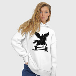 Толстовка оверсайз женская Конный спорт с крыльями, цвет: белый — фото 2