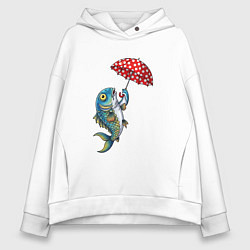 Женское худи оверсайз Карп на зонтике