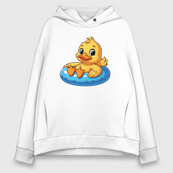 Женское худи оверсайз Утенок в надувном круге