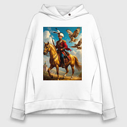 Женское худи оверсайз Казак на коне с совами