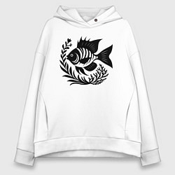 Женское худи оверсайз Рыба в морских зарослях