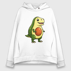 Толстовка оверсайз женская Авокадо тираннозавр, цвет: белый