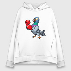 Толстовка оверсайз женская Голубь боксер, цвет: белый